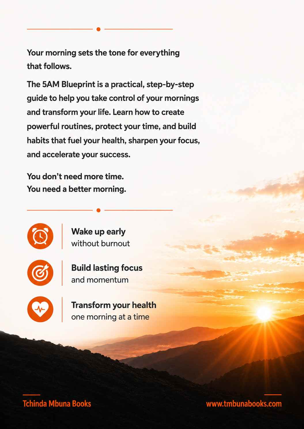 The 5AM Blueprint: How to Build a Powerful Morning Routine That Transforms Your Health, Focus and Success The 5am BluePrint Back page